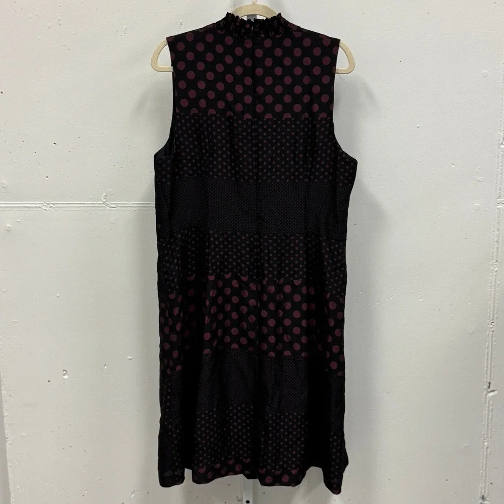 Who What Wear Dark Polka Dot Sleeveless Midi‎ Dress XXL Smocked  Whimsical Retro